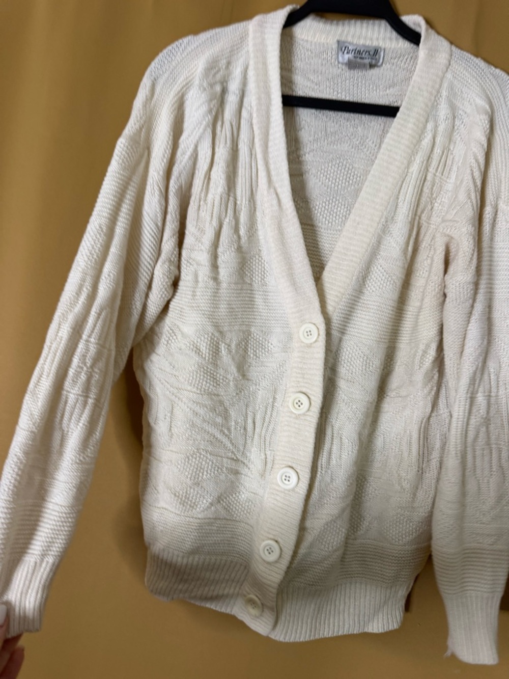 Vintage Cream Cable-Knit Button Cardigan Sweater - Unknown Brand